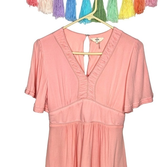 Entro Enchanting Light Pink Empire Waist Flutter Sleeve Babydoll Dress Sz Medium - Picture 3 of 17